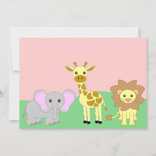 Jungle Baby Animals Baby Shower Invitations blanch (Devant)
