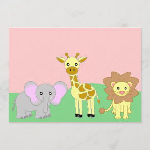 Jungle Baby Animals Baby Shower Invitations blanch