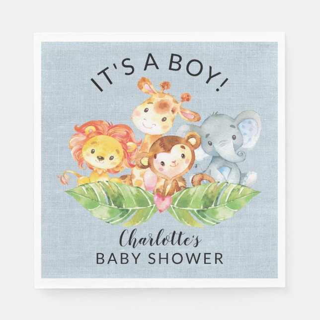 Jungle Baby Animals Boys Baby Dusche Serviette (Vorderseite)