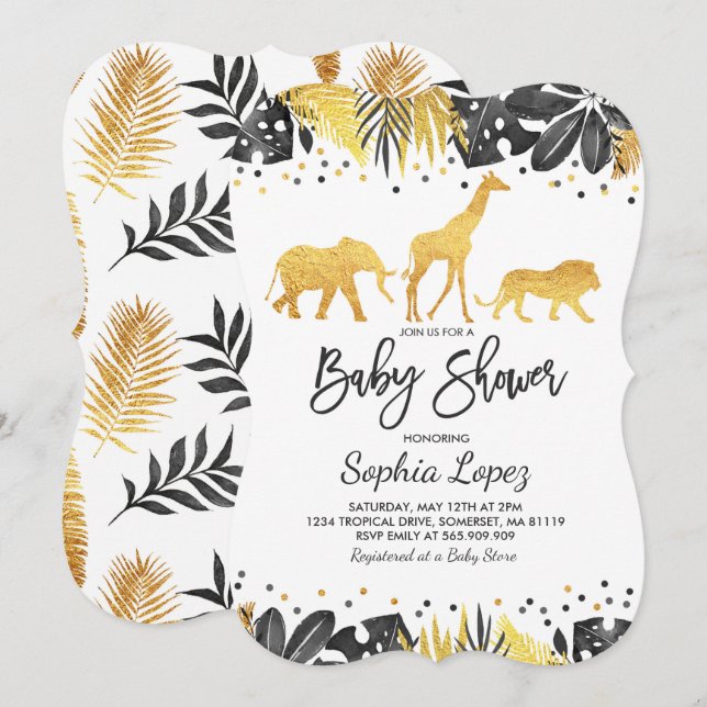Jungle Baby Dusche Einladung Tropical Baby Dusche (Vorne/Hinten)