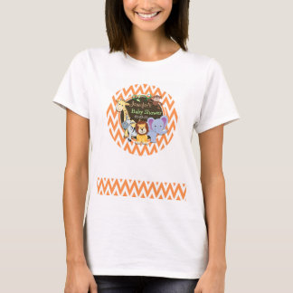 Jungle Baby Dusche; Orange und Weiß Zickzack T-Shirt