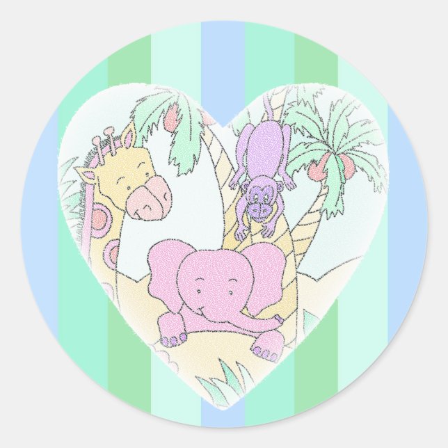 Jungle Baby Heart Segings - Junge Groß Runder Aufkleber (Vorderseite)