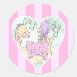 Jungle Baby Heart Segings - Mädchen Runder Aufkleber