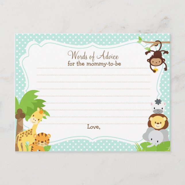Jungle Baby Shower Advice card für die Mutter Hinweiskarte (Vorderseite)