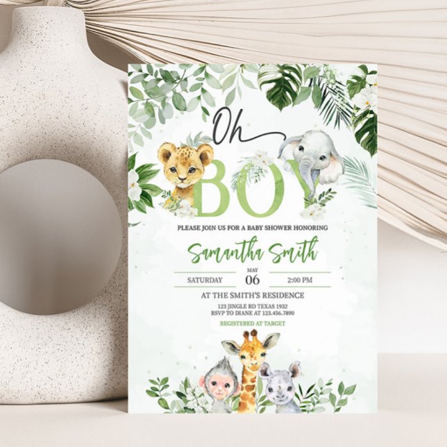 Jungle Baby Shower Einladung (Boy Safari Animals Baby Shower Invitation)