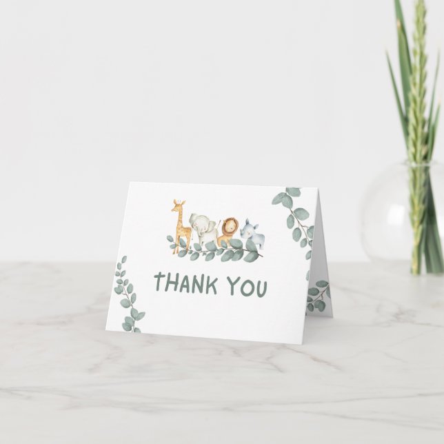 Jungle Baby Shower Wild One Dankeschön Card Dankeskarte (Vorderseite)