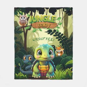 Jungle Baby Tortoise, Wild & Free Turtle Animal 🐢 Fleecedecke