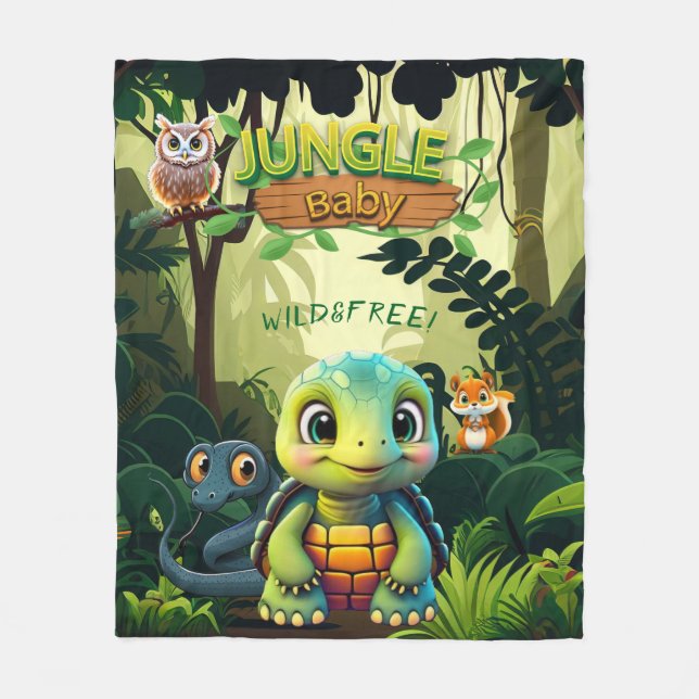 Jungle Baby Tortoise, Wild & Free Turtle Animal 🐢 Fleecedecke (Vorderseite)