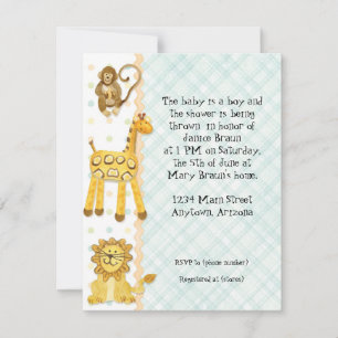 Jungle Babys, Boy Baby Shower Einladung 4- Grün