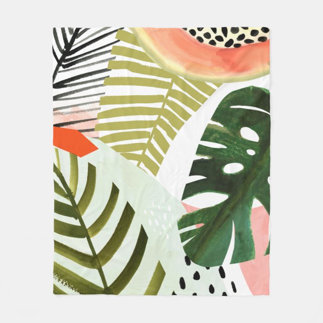 Jungle Beat Tropische Vegetation Fleecedecke (Vorderseite)