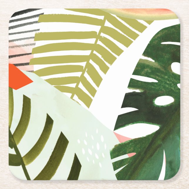 Jungle Beat Tropische Vegetation Rechteckiger Pappuntersetzer (Vorderseite)