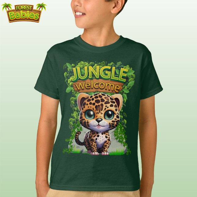 Jungle Begrüßung Leopard Wildlife Kätzchen Kätzche T-Shirt (Green Jungle Welcome Leopard Cub T-shirt Kitten Woodland Wildlife Kitty Cat nature-inspired shirt 🐆)