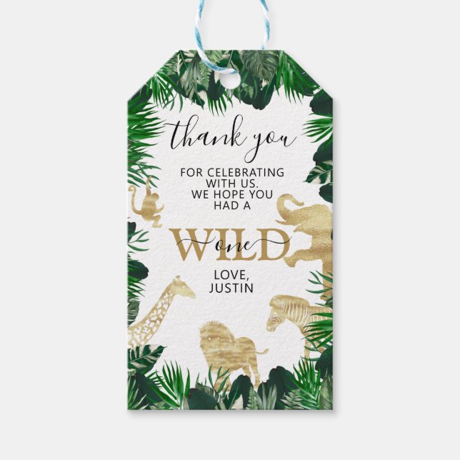 Jungle Birthday Wild one Favor Thank You Theme Geschenkanhänger (Vorderseite)