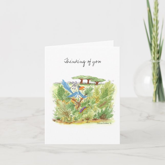 Jungle Blue Bird Note Card Karte (Vorderseite)