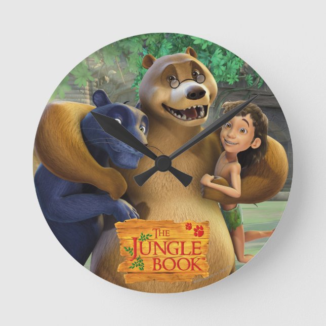 Jungle Book Group Shot 1 Runde Wanduhr (Vorderseite)