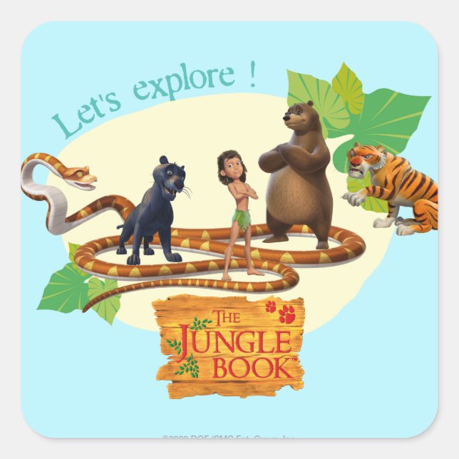 Jungle Book Group Shot 4 Quadratischer Aufkleber (Vorderseite)