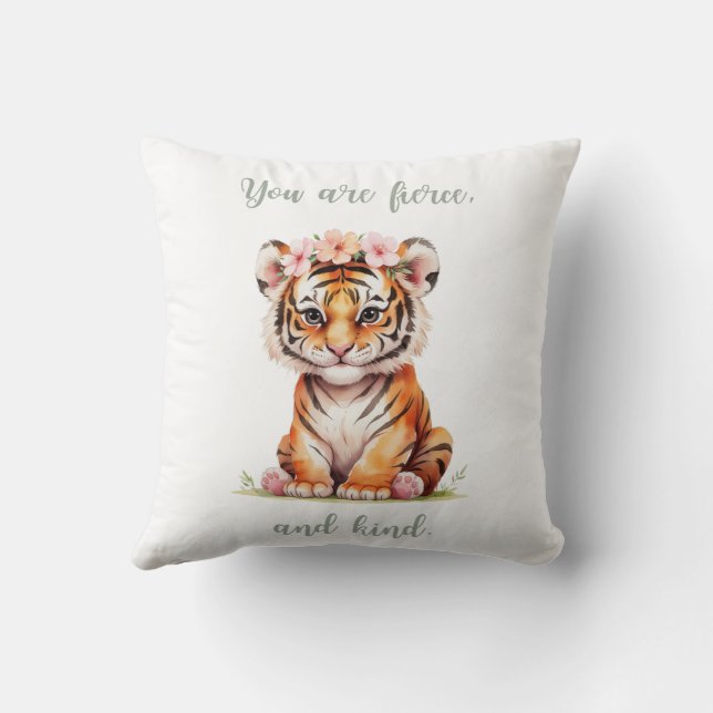 Jungle Cat Lion Tiger Inspiration Watcolor Kissen (Rückseite)