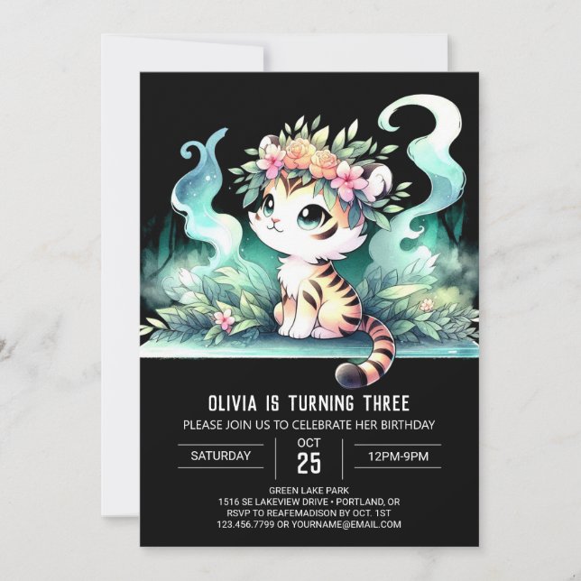 Jungle Custom Tiger Geburtstag Einladung (Vorderseite)
