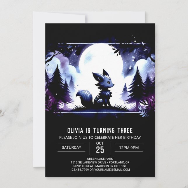 Jungle Custom Wolf Geburtstag Einladung (Vorderseite)