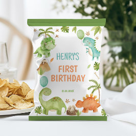 Jungle Cute Dinosaur 1st Birthday Chip Bag Wrapper Flyer