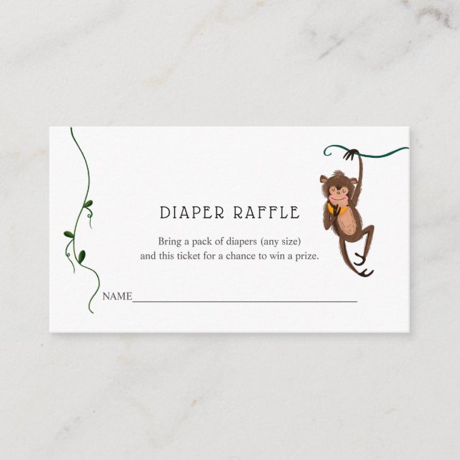 Jungle Diaper Raffle Ticket für Babydusche Begleitkarte (Vorderseite)