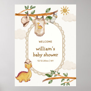 Jungle Dino Wäscheleine Junge Baby Shower Willkomm Poster