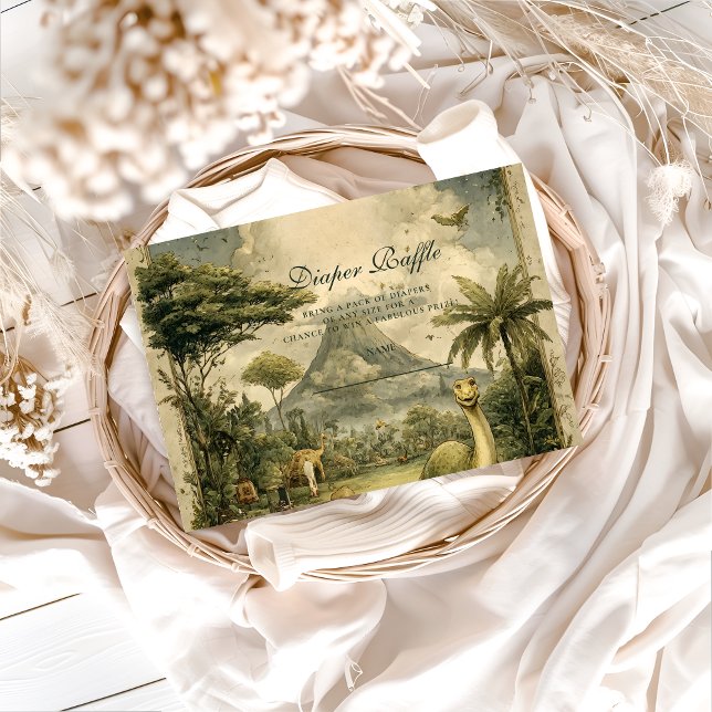 Jungle Dinosaur Baby Shower Diapper Raffle Begleitkarte (Von Creator hochgeladen)