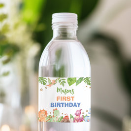 Jungle Dinosaur Boy Birthday Water Flasche Label