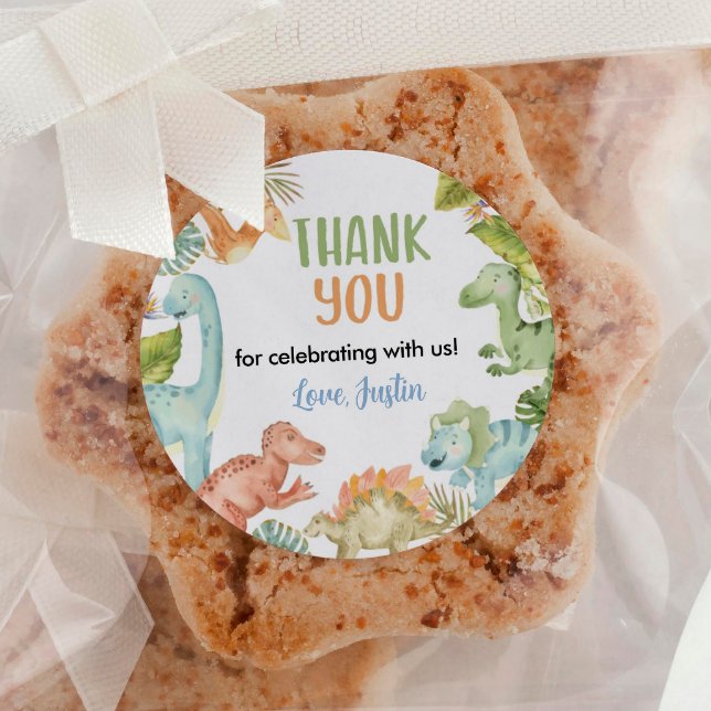 Jungle Dinosaur Boy Étiquette Baby shower d'annive (Créateur téléchargé)