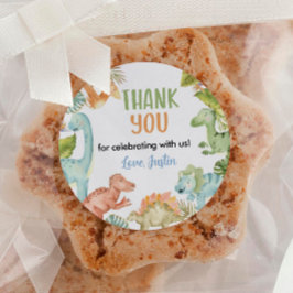 Jungle Dinosaur Boy Labels Geburtstagsdusche Runder Aufkleber