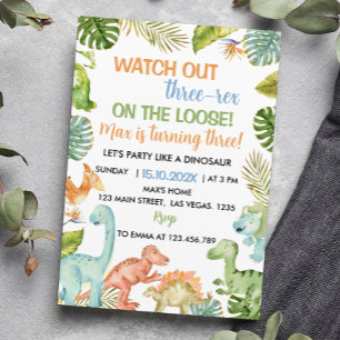 Jungle Dinosaur Drei-Tage-Einladung Einladung