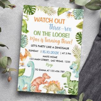 Jungle Dinosaur Drei-Tage-Einladung Einladung