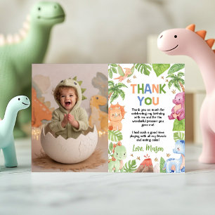 Jungle Dinosaur Niedlich Boy Birthday Party Foto Dankeskarte