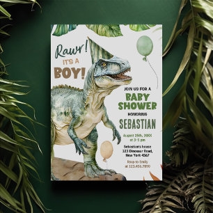 Jungle Dinosaur T Rex Baby Boy Dusche Einladung