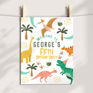 Jungle Dinosaur T-Rex Kindergeburtstag Begrüßungsz Poster
