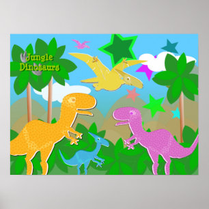 Jungle Dinosaurier Color Poster