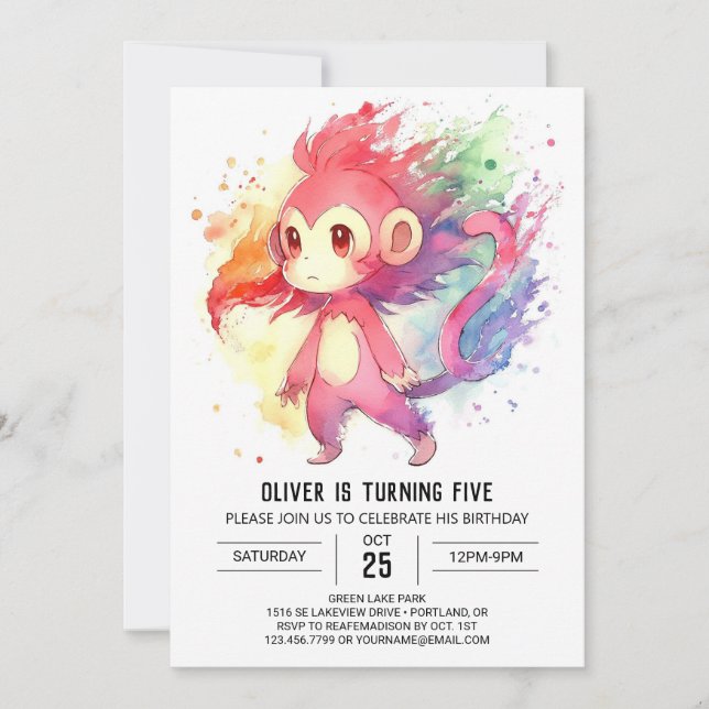 Jungle Editable Monkey Birthday Einladung (Vorderseite)