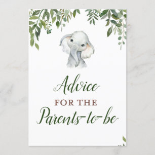 Jungle Elefant Advice for Parents Sign Size 12x18" Einladung