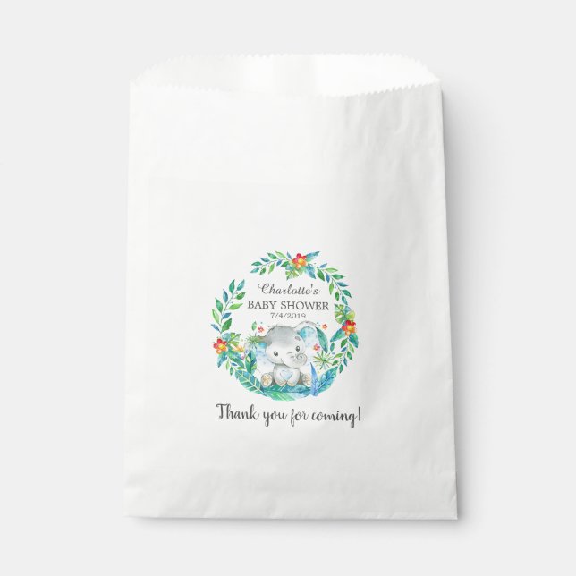 Jungle Elephant Baby Dusche Fevor Taschen Geschenktütchen (Vorderseite)