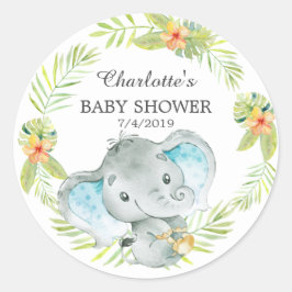 Jungle Elephant Baby Dusche Vielen Dank für Ihre U Runder Aufkleber
