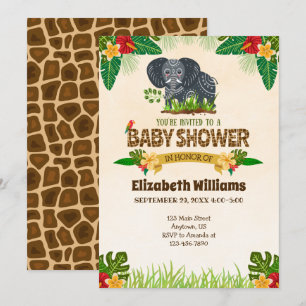 Jungle Elephant Baby Shower Einladung