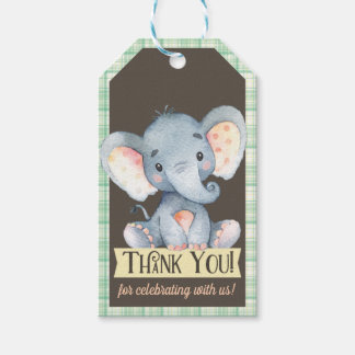 Jungle Elephant Babydusche Danke, Geschenk Tag Geschenkanhänger