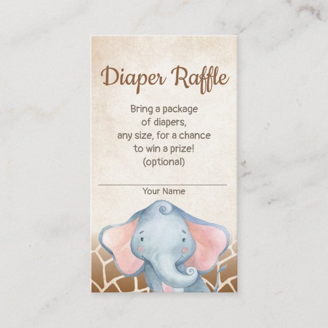 Jungle Elephant Babydusche Windelwaschkarte Begleitkarte (Vorderseite)