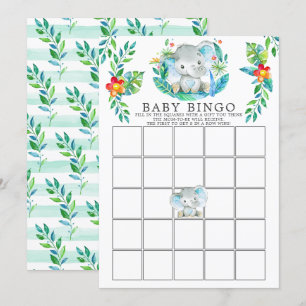 Jungle Elephant BINGO Baby Showspiel Einladung