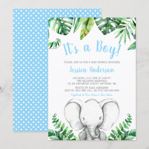 Jungle Elephant Boy Baby Shower Einladungen