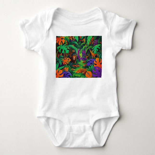 Jungle Exotic Animals Baby Jersey Bodysuit Baby Strampler (Vorderseite)