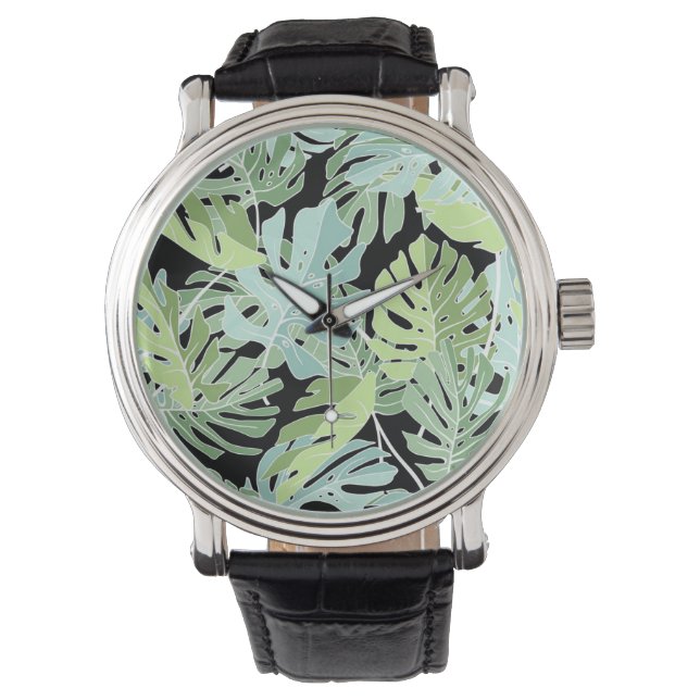 Jungle Floral Pattern Armbanduhr (Vorderseite)