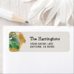 Jungle Foliage Gold Lion Green Ecru Return Address<br><div class="desc">The left-hand portion of this jungle safari themed return address label feature a gold gold foil lion lion silhouette d green and gold tropical foliage. Personalize the right-hand portion with your family's name in black hand-printing machen and your address in ohne serif on an ecru background. See Sammlungen for Coordinating...</div>