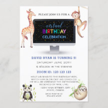 Jungle Forest Friends Boy Virtual Birthday Party