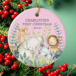 Jungle Foto Girls Baby's First Christmas Ornament